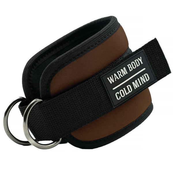 Brown Adjustable Ankle Straps for Cable Machines - Warm Body Cold Mind