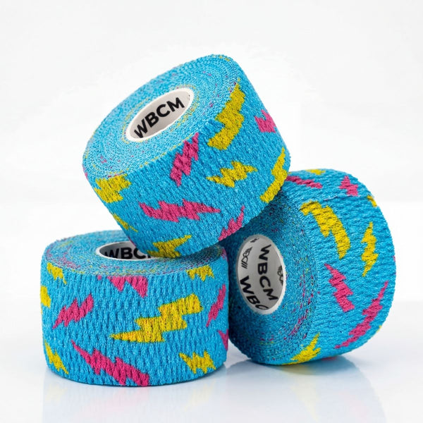 1,5″ Blue Narrow Weightlifting thumb Tapes with Flash design - Warm Body Cold Mind