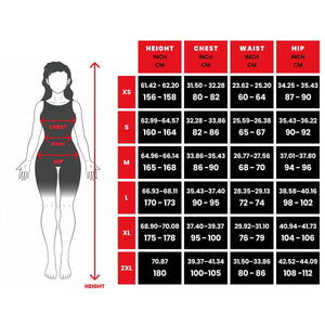 WOMEN'S WEIGHTLIFTING COMPRESSION SINGLET S-4 Size Chart - Warm Body Cold Mind