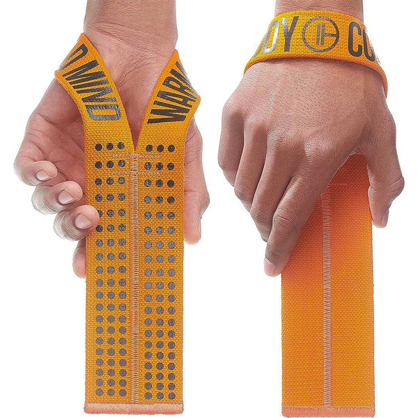 Weight Lifting Wrist Straps V1 Black/Orange