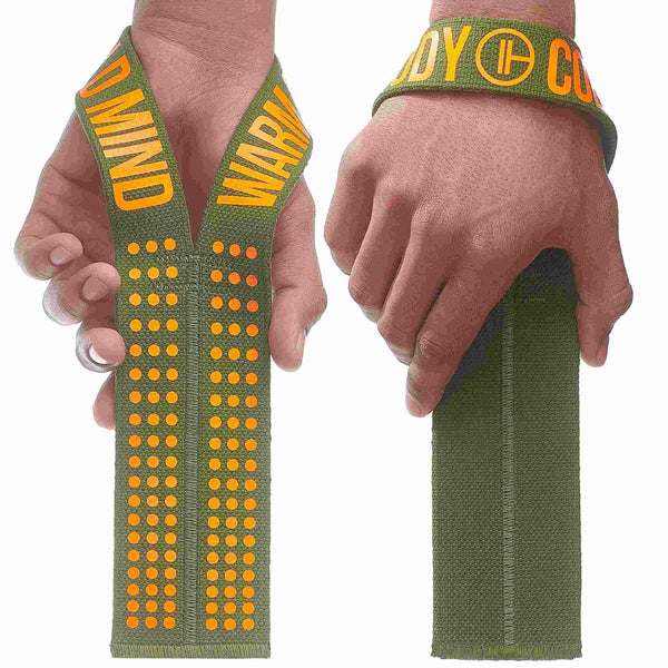 Weight Lifting Wrist Straps V1 Khaki/Orange